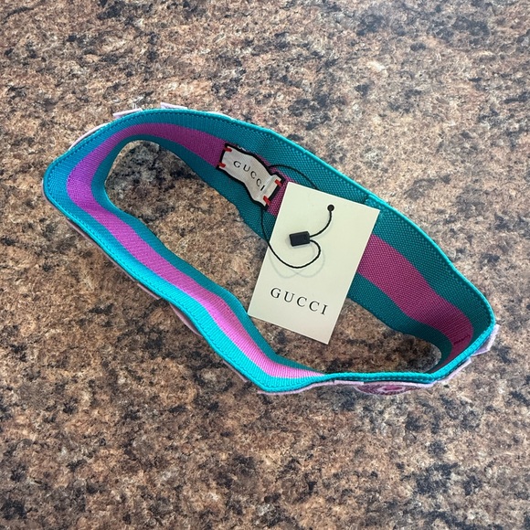 Gucci Turquoise and Magenta Headband Sweatband Headband - Picture 3 of 4